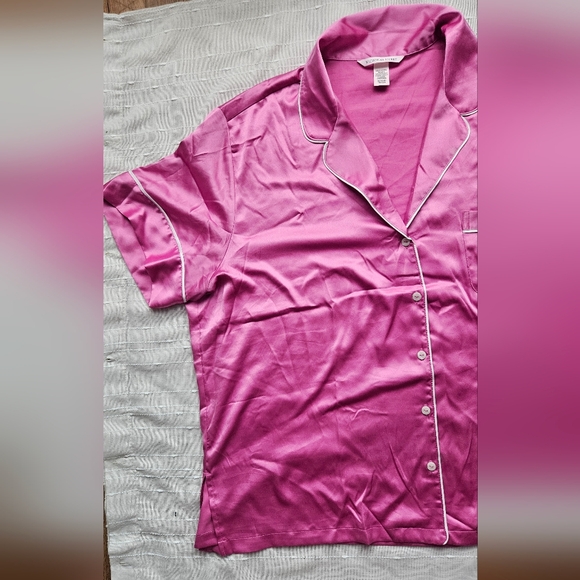 Victoria's Secret Glazed Satin Pink Short Sleeve Pajama Set XL 100% Polyester - Picture 8 of 14